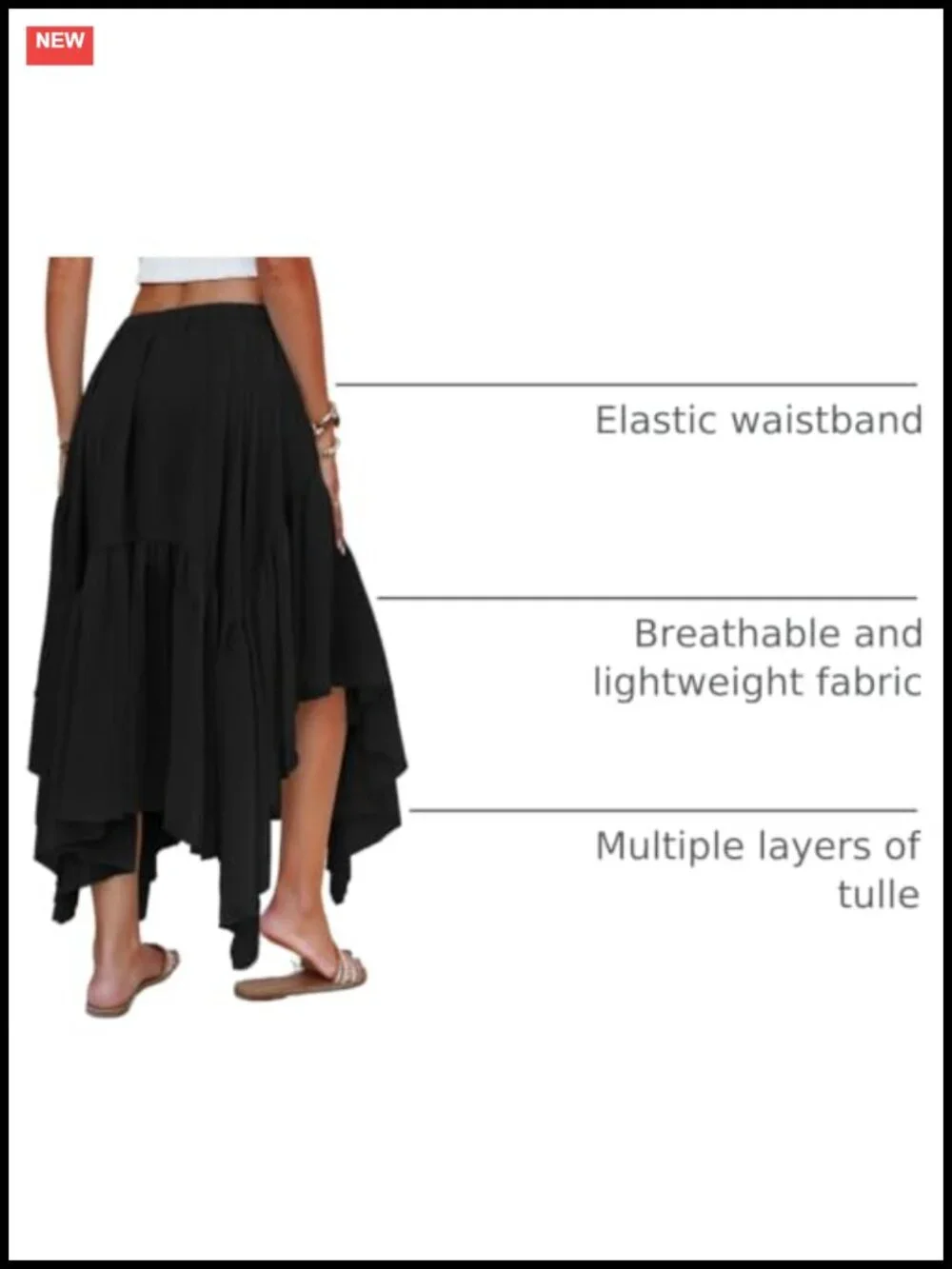 Womens Boho Maxi Skirt Asymmetric High-Low Hem Flowy Long Ruffle Skirt